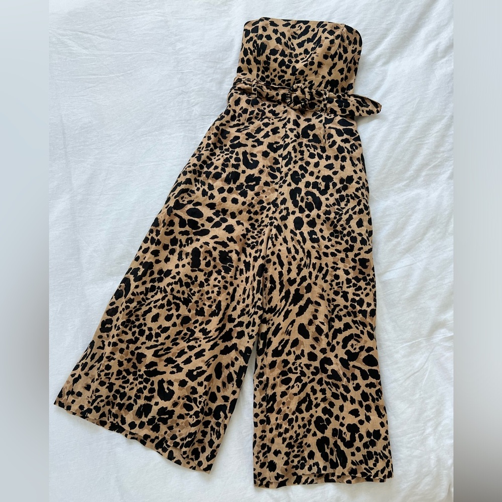 Zimmerman Honour Strapless Jumpsuit, Animal Print, Size 2